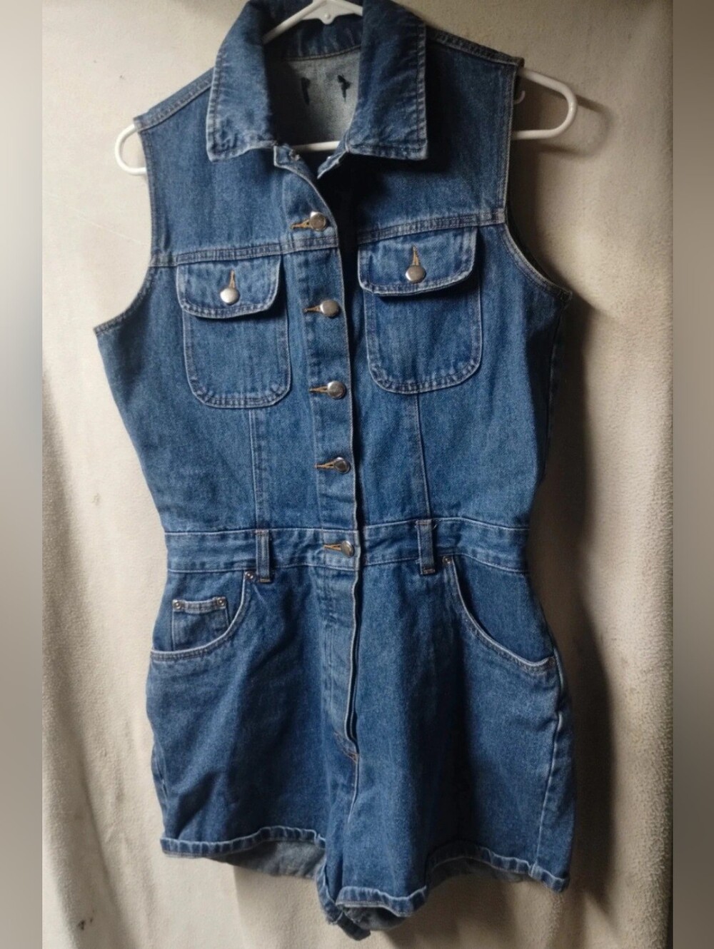 Vintage Denim Sleeveless Romper M